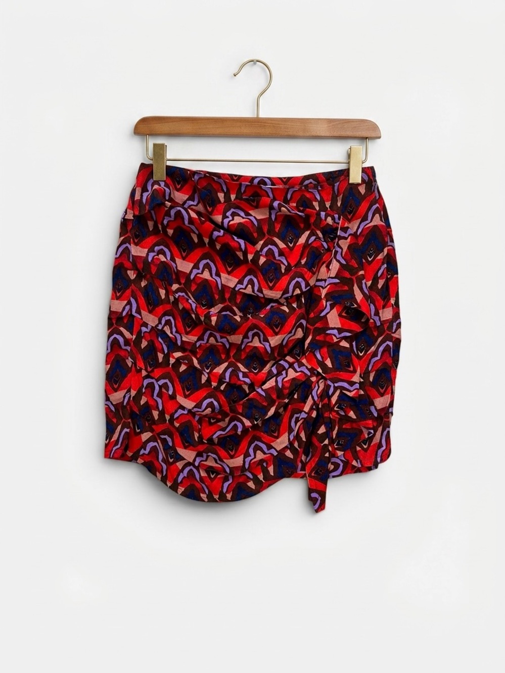 Dolan Anthropologie Left Coast Collection Ruched Ruffle Mini Skirt XS Purple Red